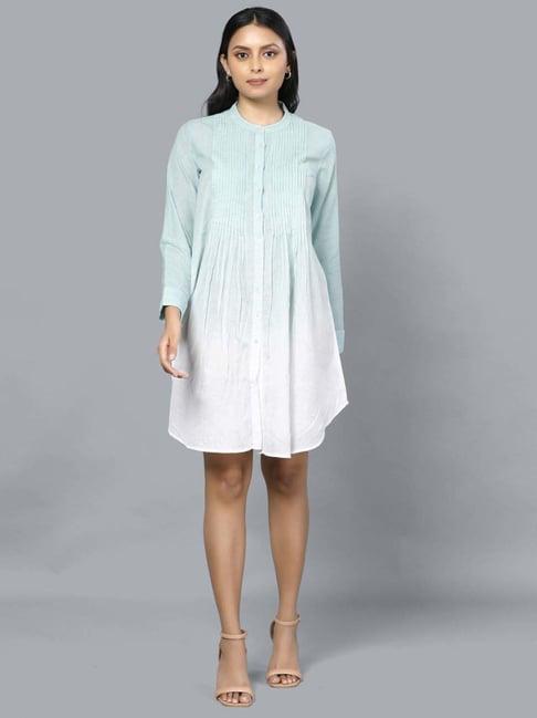 retiyo mridur blue salt ombre khadi muslin pintucks tunic