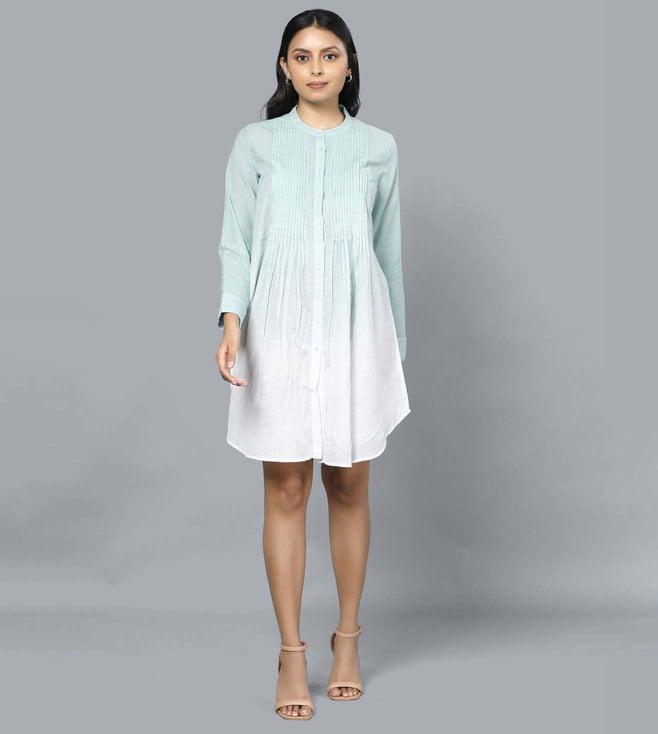 retiyo mridur blue salt ombre khadi muslin pintucks tunic