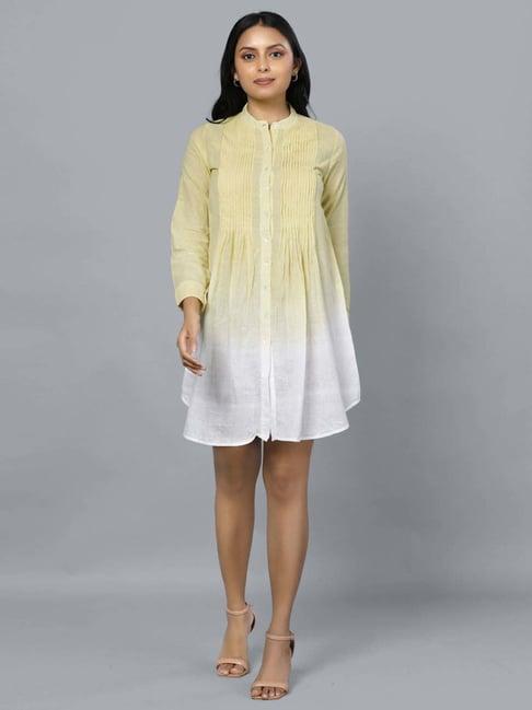 retiyo mridur warm olive ombre khadi muslin pintucks tunic