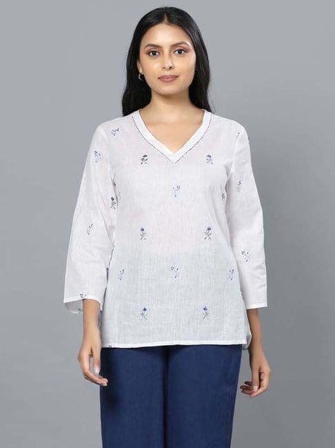 retiyo nirva white khadi muslin embroidered tunic