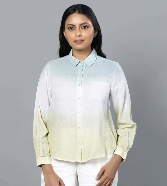 retiyo tvisi khadi cotton ombre blue & green shirt