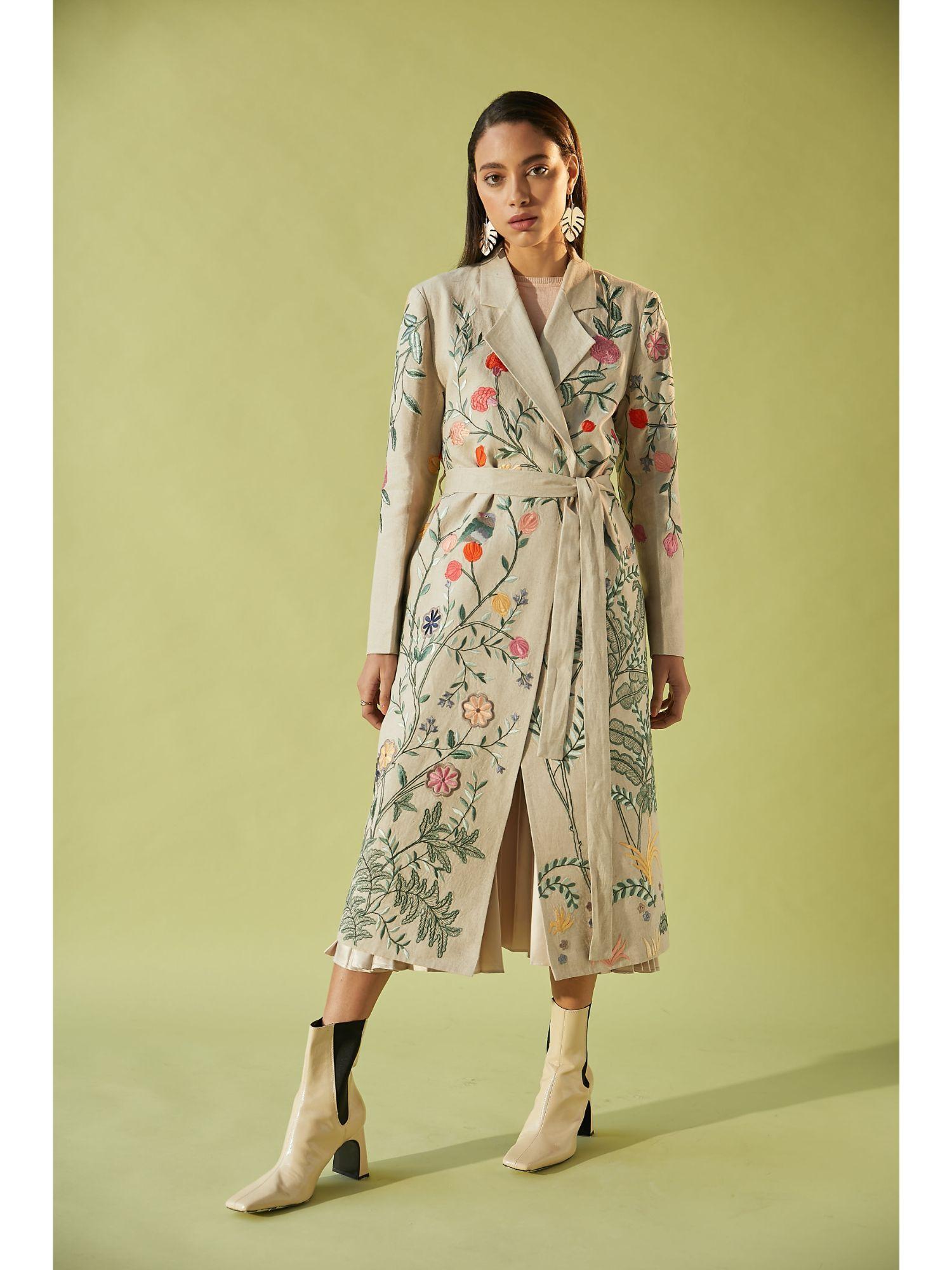 retro floral trench