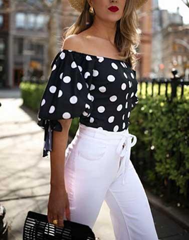 retro polka balloon top