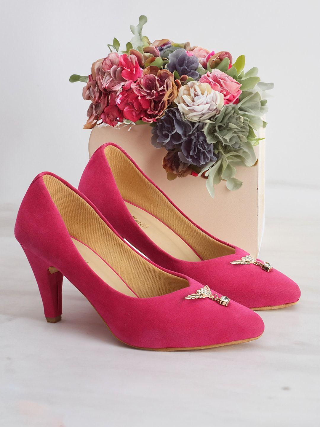 retro walk embellished velvet pumps block heels with bows