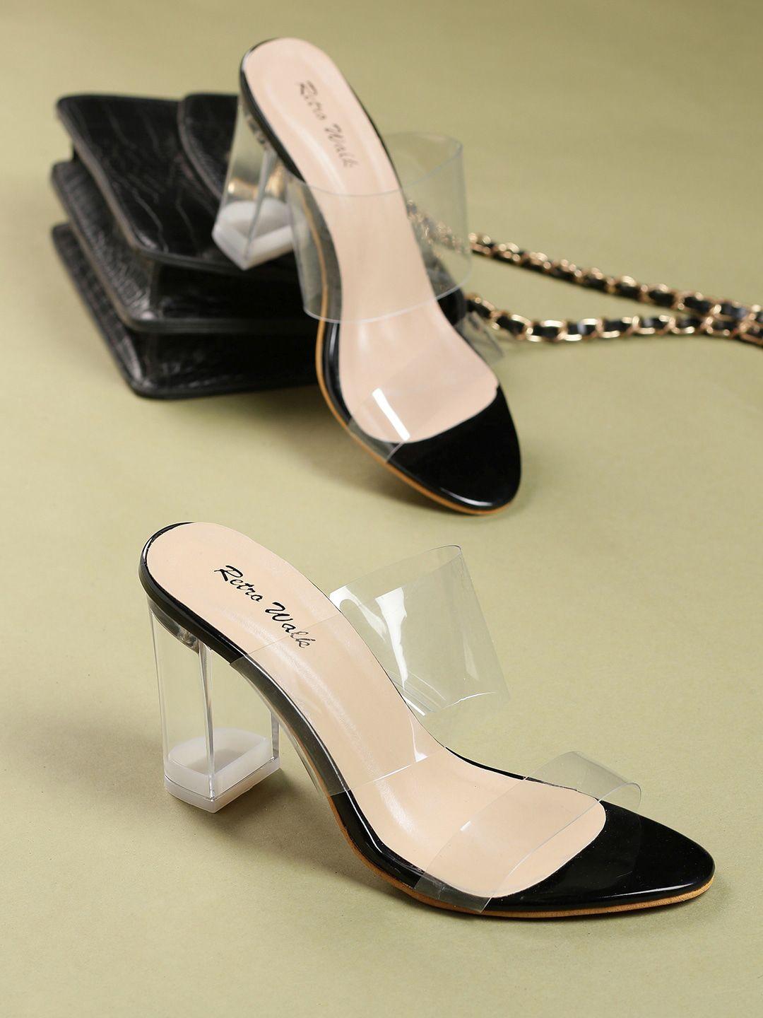 retro walk open toe block heels