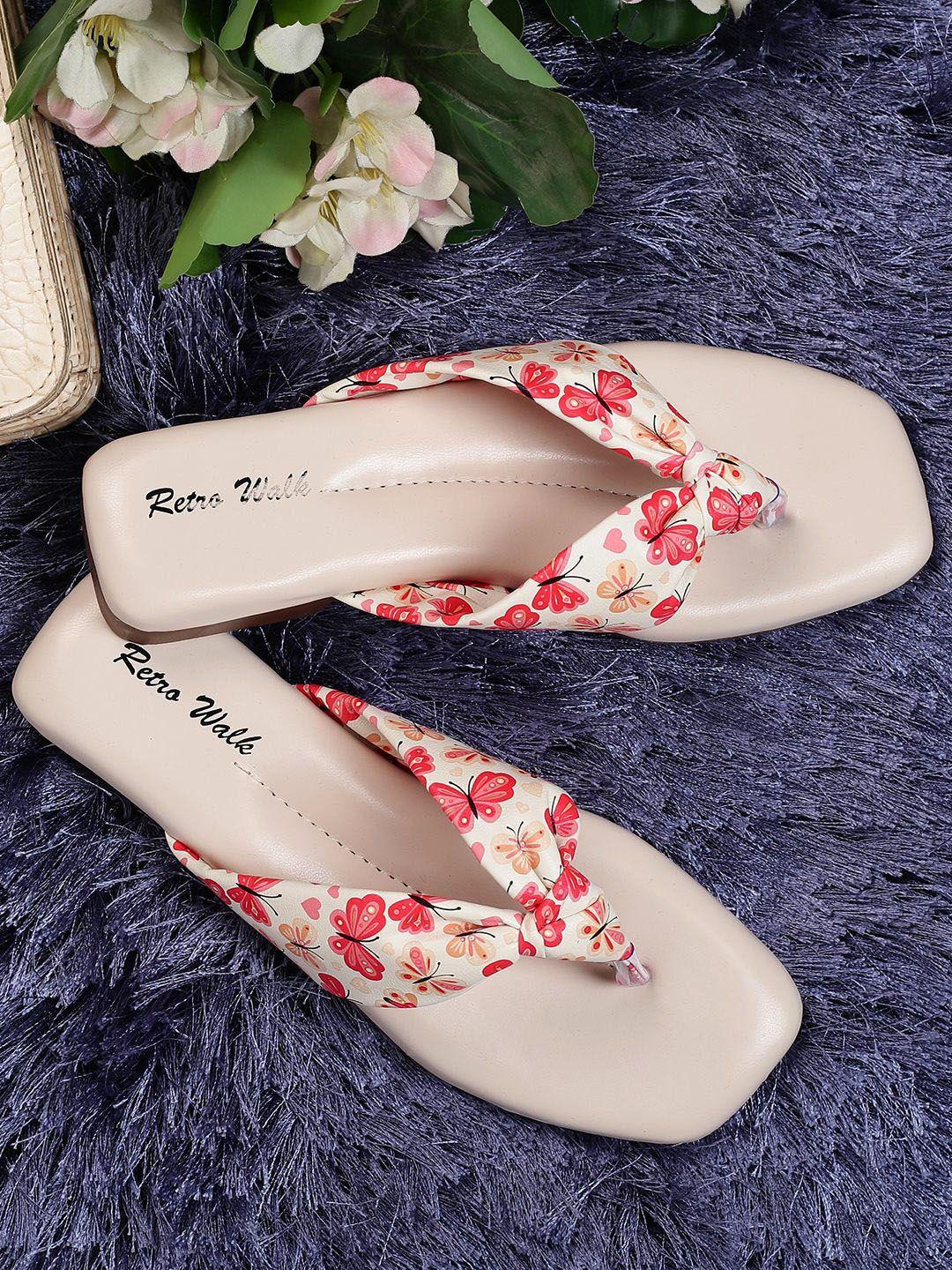 retro walk printed open toe flats