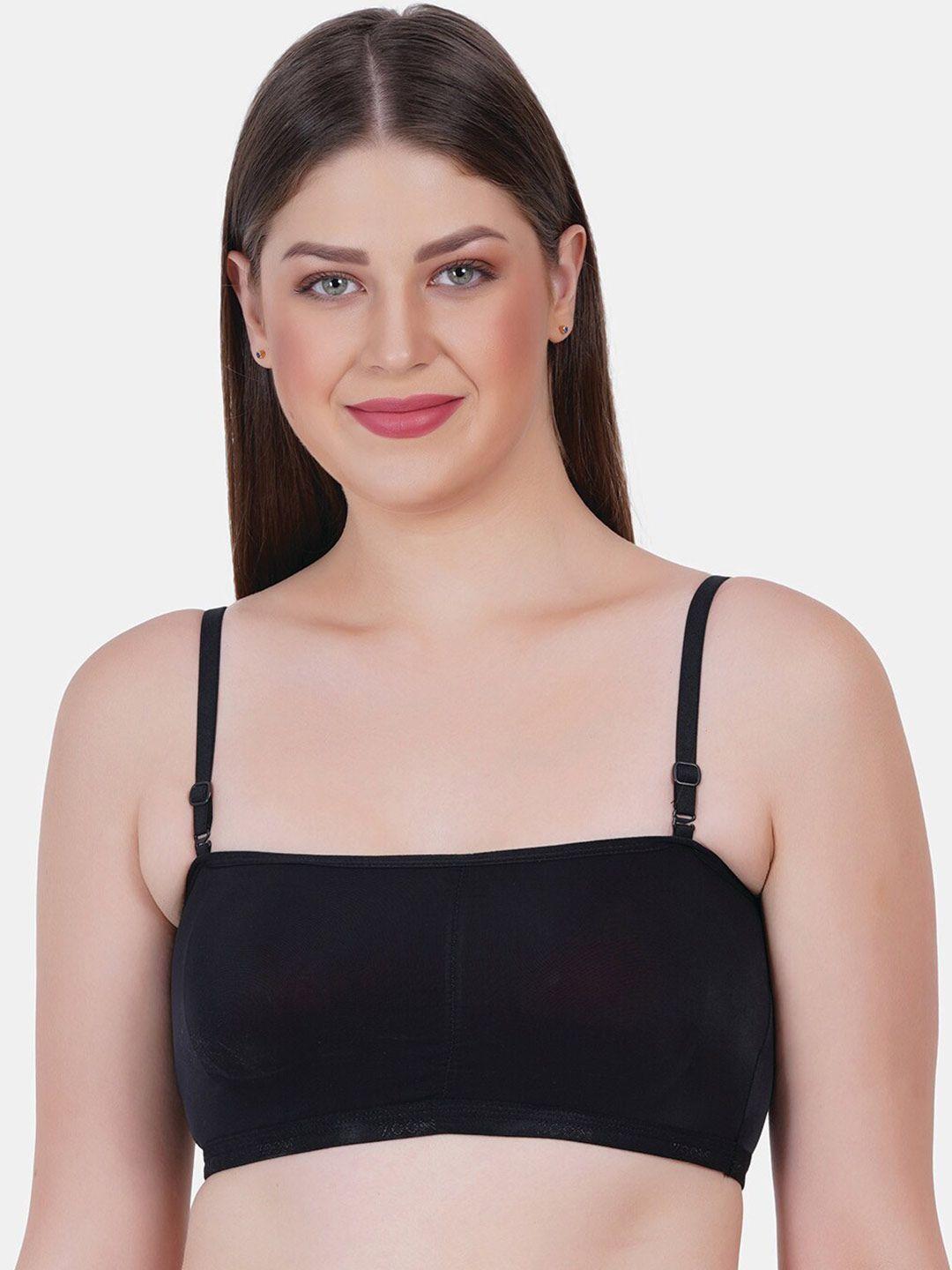 reveira black bandeau bra medium coverage lightly padded