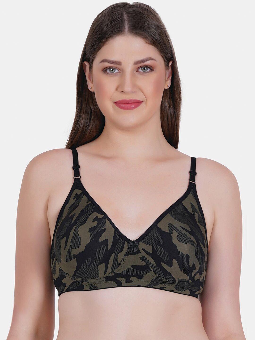 reveira camouflage printed everyday bra with dry fit full coverage all day comfort