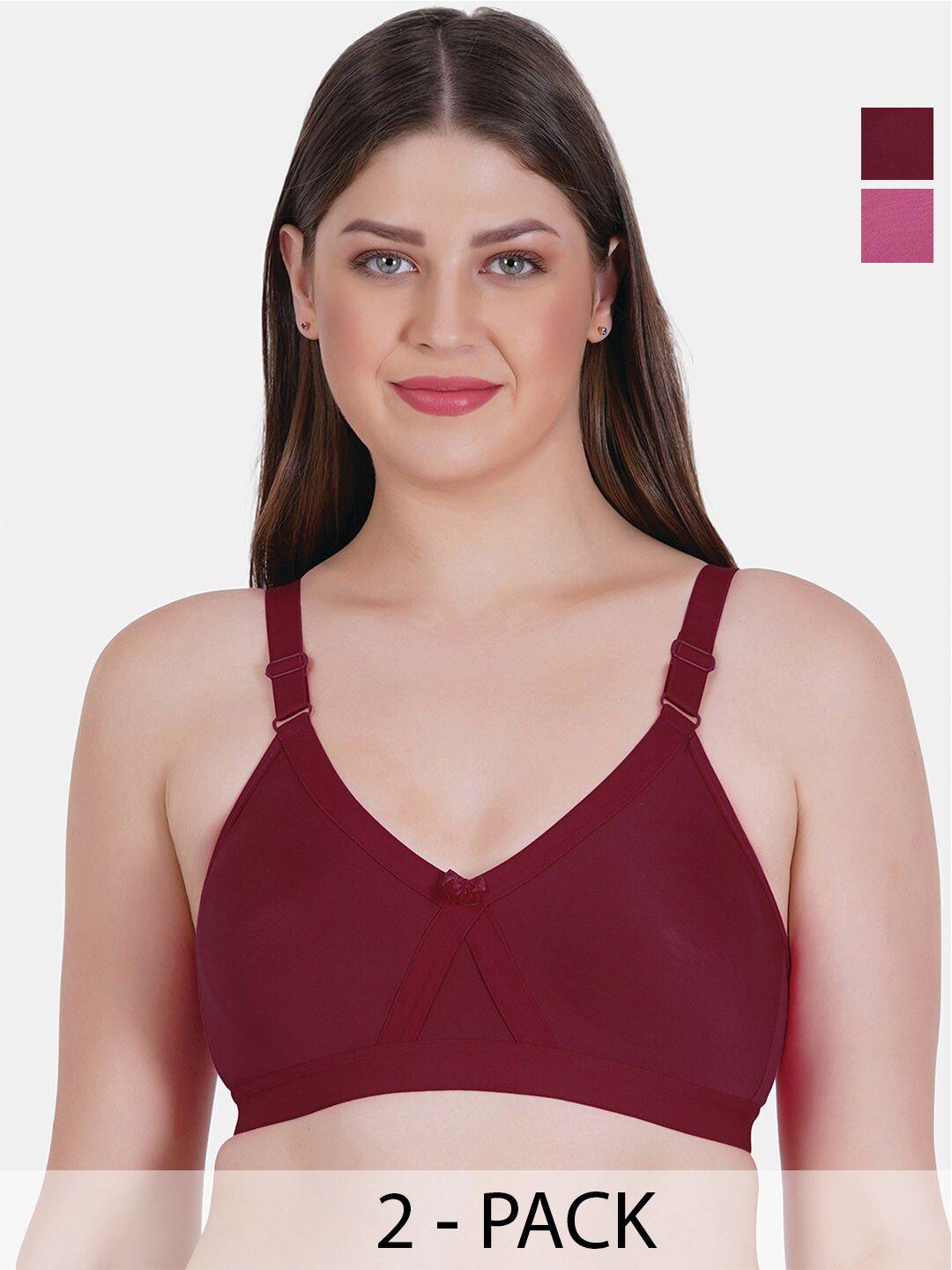 reveira mould pack of 2 dry fit full coverage non padded t-shirt bra with all day comfort