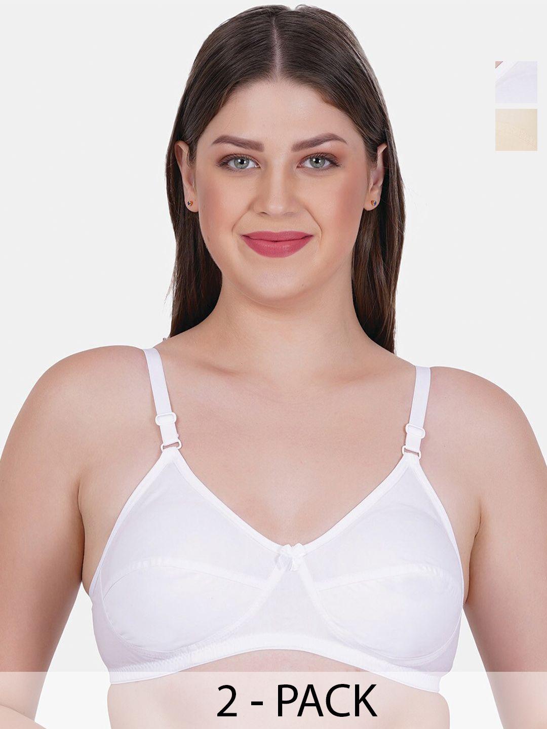 reveira pack of 2 medium coverage non padded everyday bras with all day comfort