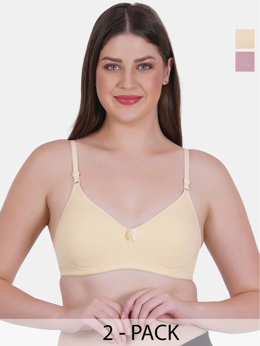 reveira pack of 2 non-padded medium coverage all day comfort dry-fit everyday bra