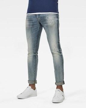 revend mid-wash distressed skinny fit jeans