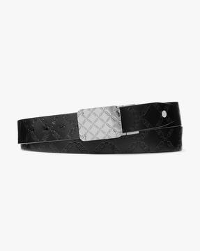 reversible empire logo embossed leather belt