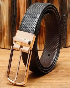 reversible gold-plated wide belt with buckle closure