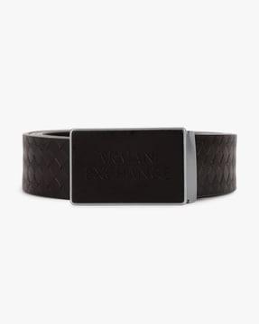 reversible leather logo belt