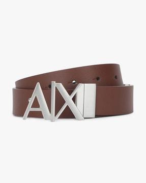 reversible leather logo belt