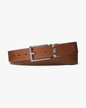 reversible logo and leather belt