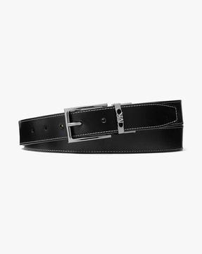 reversible logo and leather belt