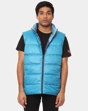 reversible zip-front puffer jacket
