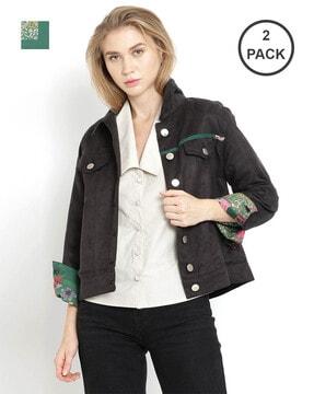 reversible button-front jacket