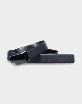 reversible leather belt with plaque buckle