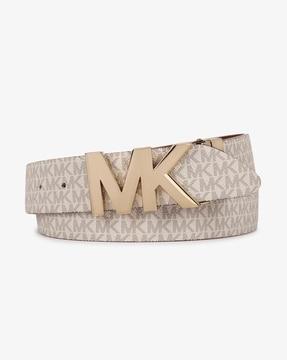 reversible logo & leather waist belt