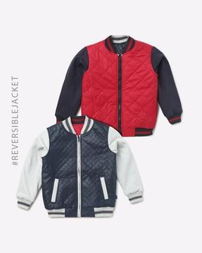 reversible quilted bomber jacket with slip pockets