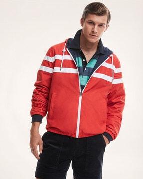reversible water-repellent zip-front hoodie