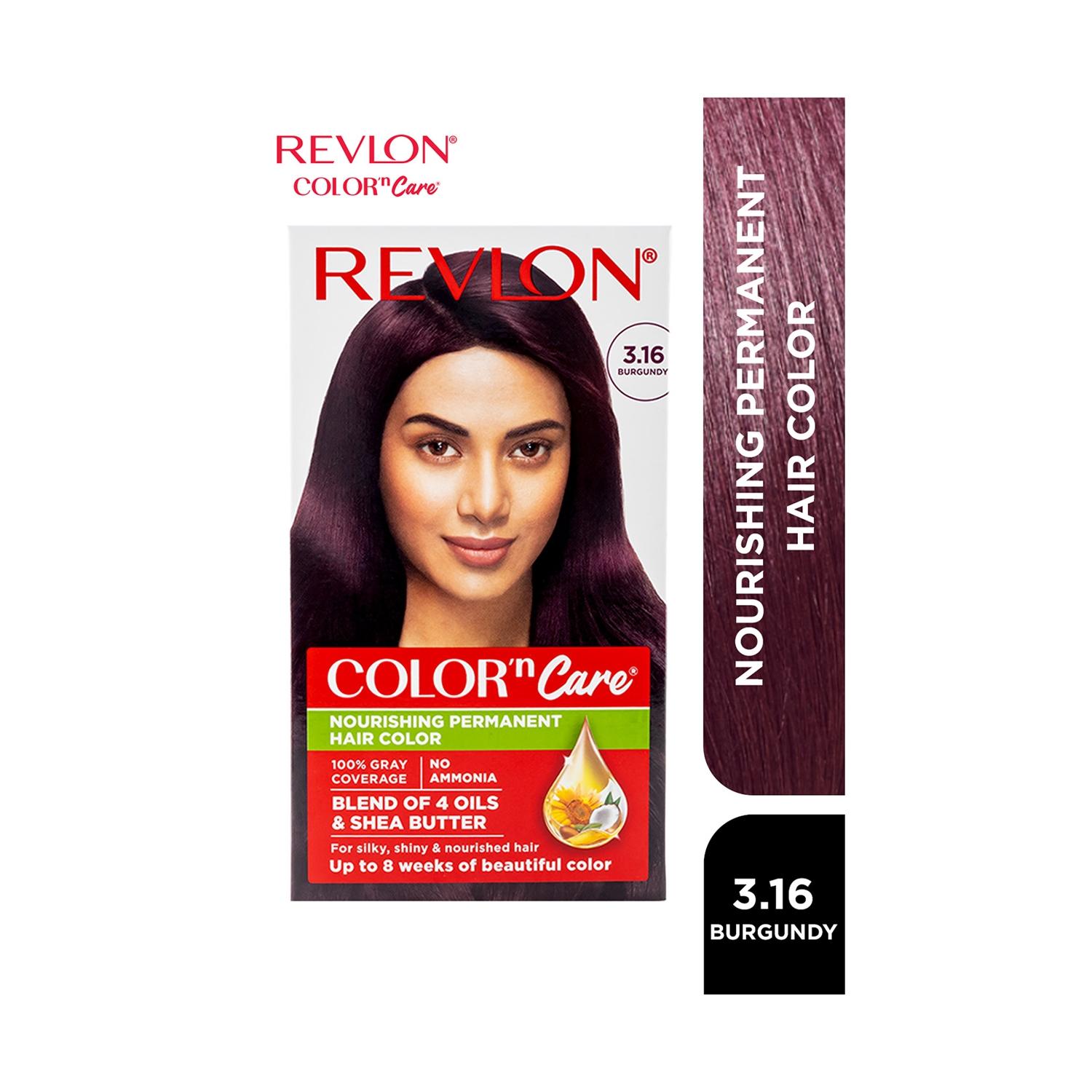 revlon color n care permanent hair color cream - 3rv burgundy (40g+67.5ml)