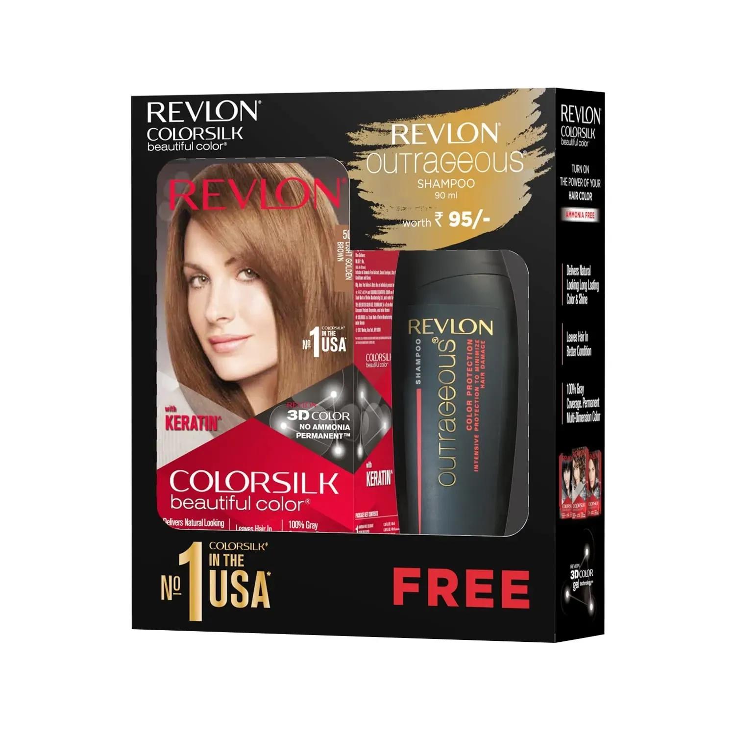 revlon colorsilk beautiful hair color with keratin + free shampoo - 5g light golden brown (91.8ml)