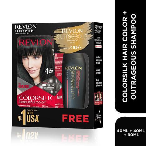 revlon colorsilk hair color with keratin - 1n black - (with outrageous shampoo 90 ml)