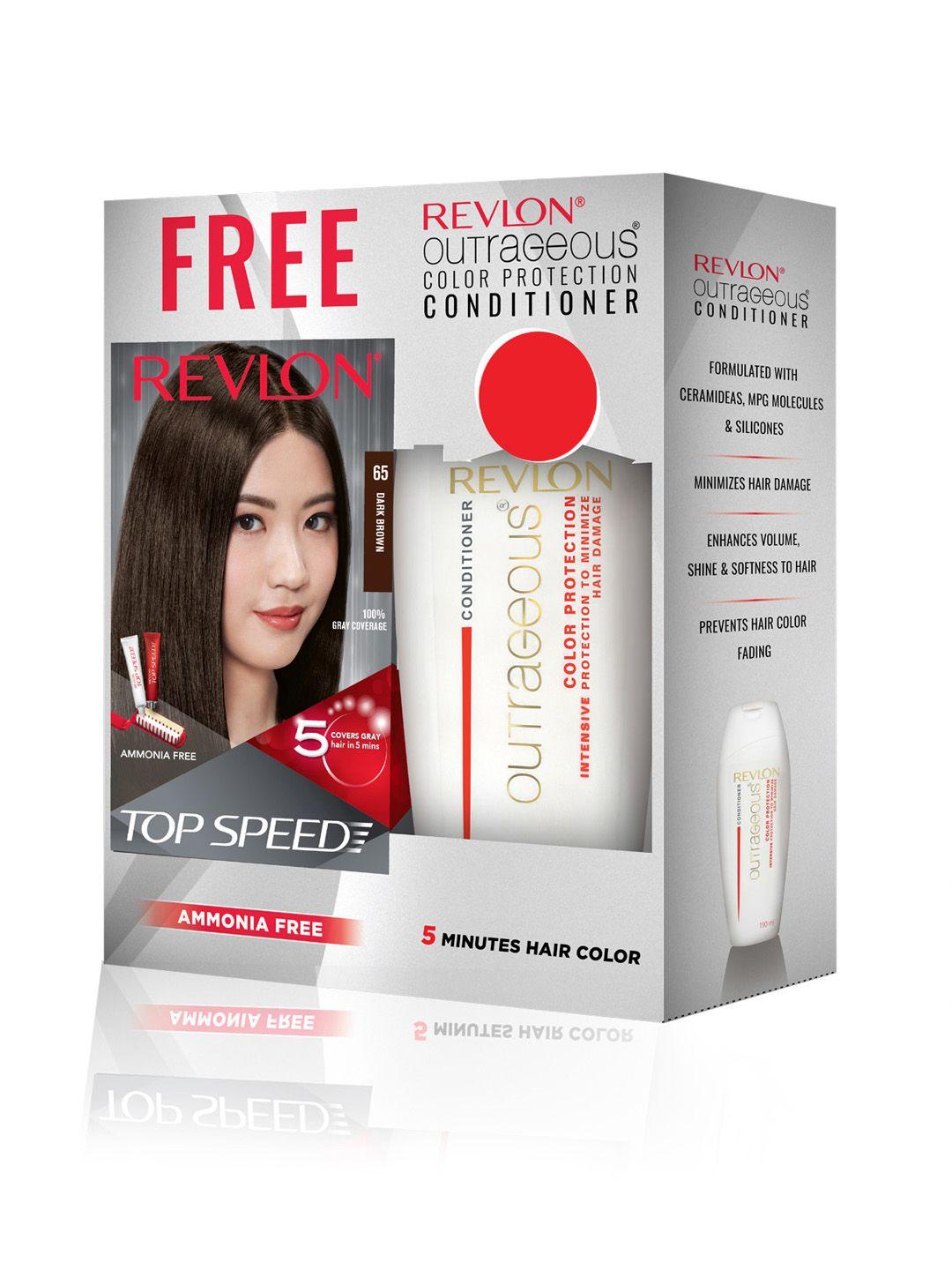 revlon set of top speed hair color - dark brown 65 & free outrageous conditioner