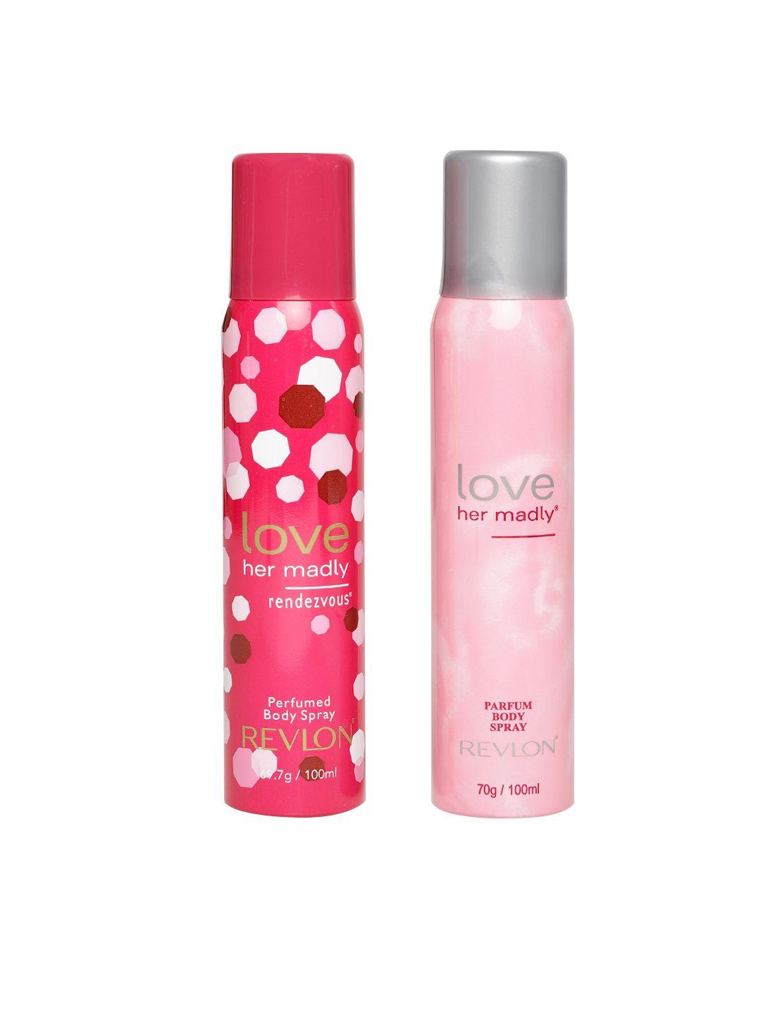 revlon women set of 2 love her madly body sprays - 100 ml each