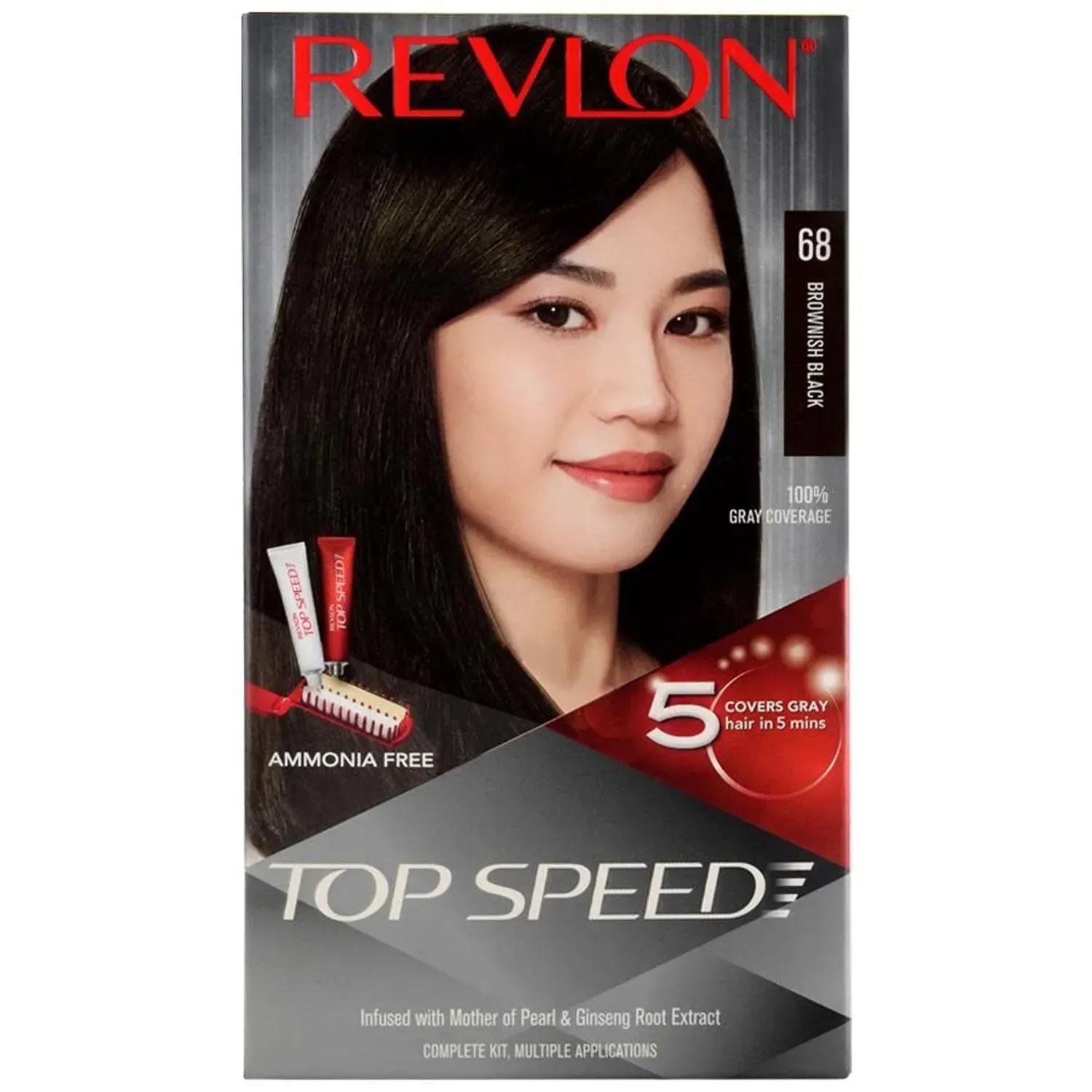 revlon top speed hair color small pack for woman - 68 brownish black (40g+15ml)