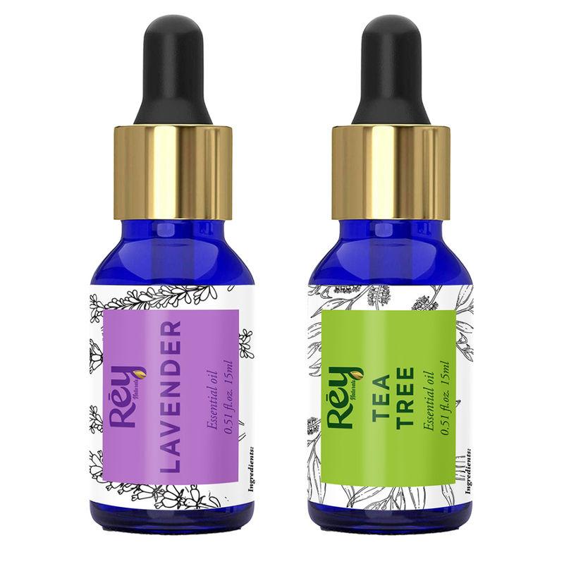 rey naturals 100 % pure tea tree & lavendar essential oil - for hair growth, dandruff, oil control
