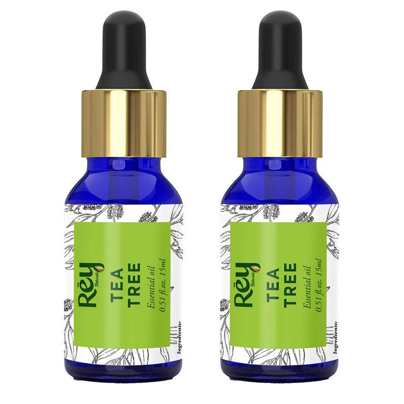 rey naturals 100 % pure tea tree essential oil |for oil control, dandruff & conditions - pack of 2