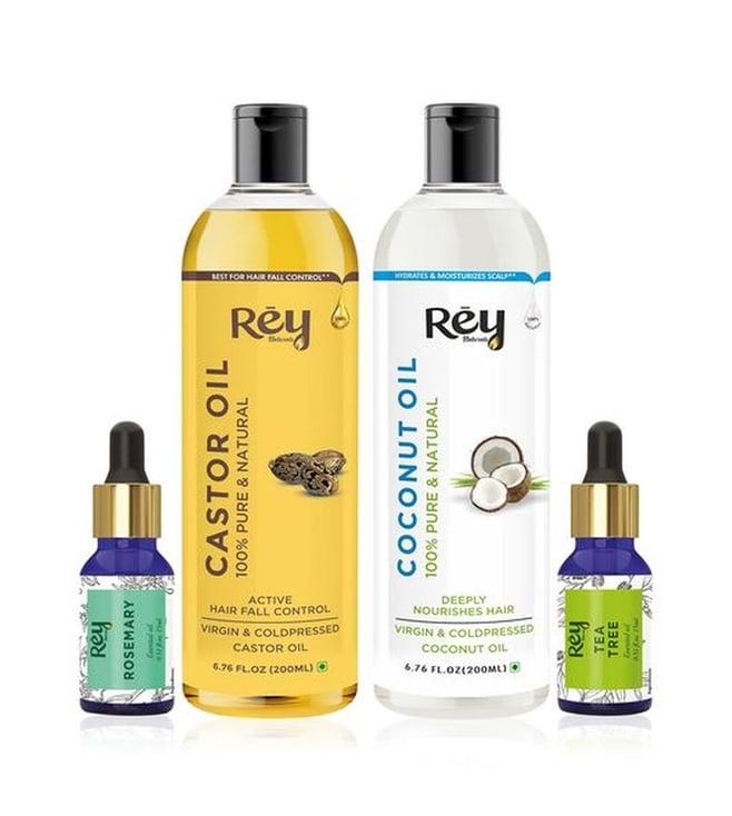rey naturals castor oil, coconut oil, tea tree oil & rosemary oil
