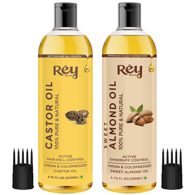 rey naturals cold pressed castor oil & sweet almond oil