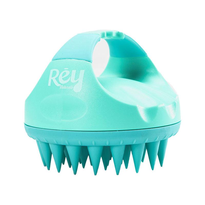 rey naturals hair scalp massager shampoo brush | long soft silicon bristles boost blood flow - green