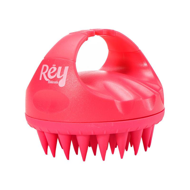 rey naturals hair scalp massager shampoo brush | long soft silicon bristles boost blood flow - red