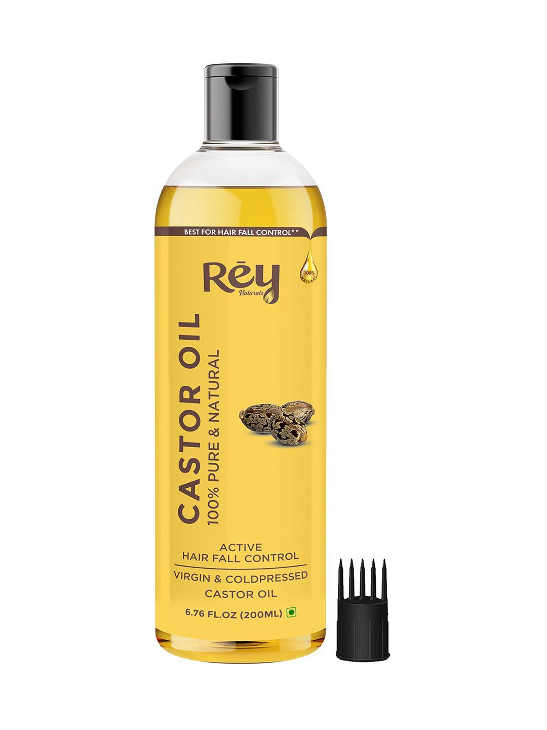 rey naturals premium cold pressed castor oil - pure & virgin grade hair oil - 200 ml