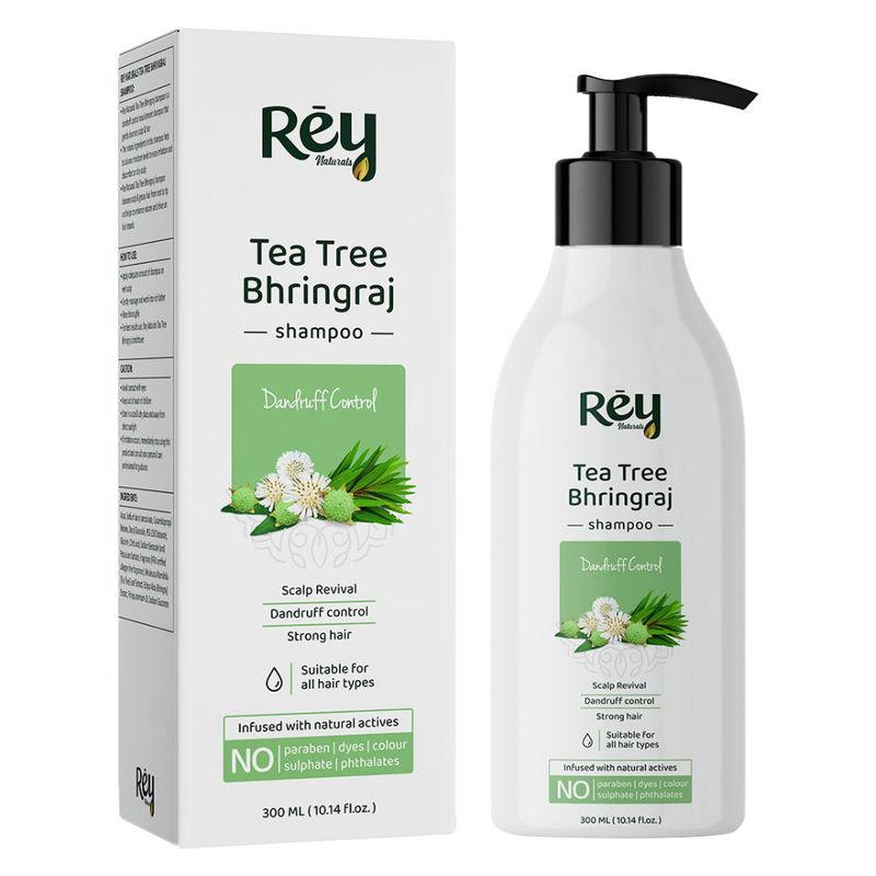 rey naturals tea tree bhringraj anti-dandruff shampoo for hair growth and thickening