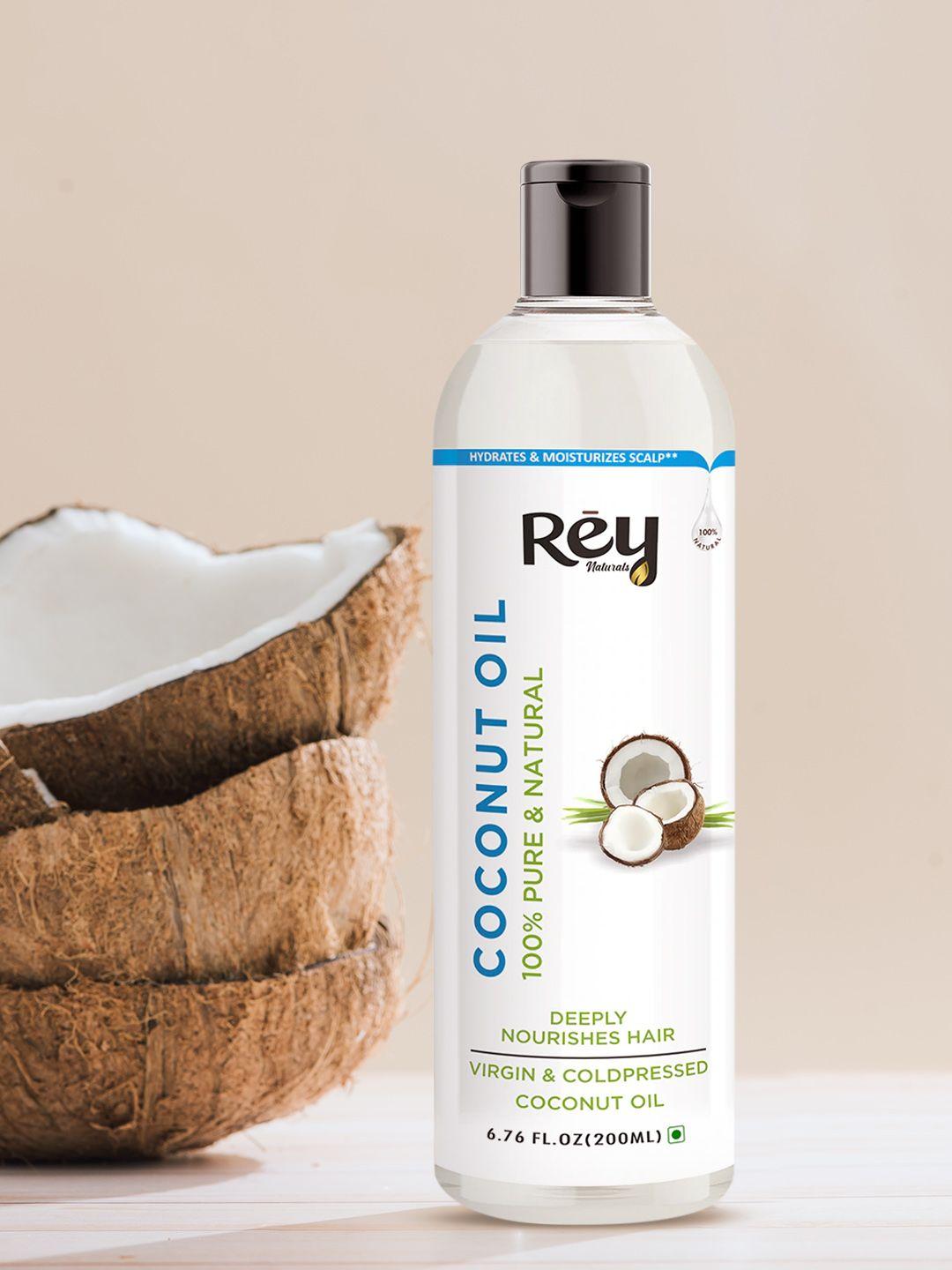 rey naturals cold pressed pure & natural coconut oil for hair & skin 200 ml