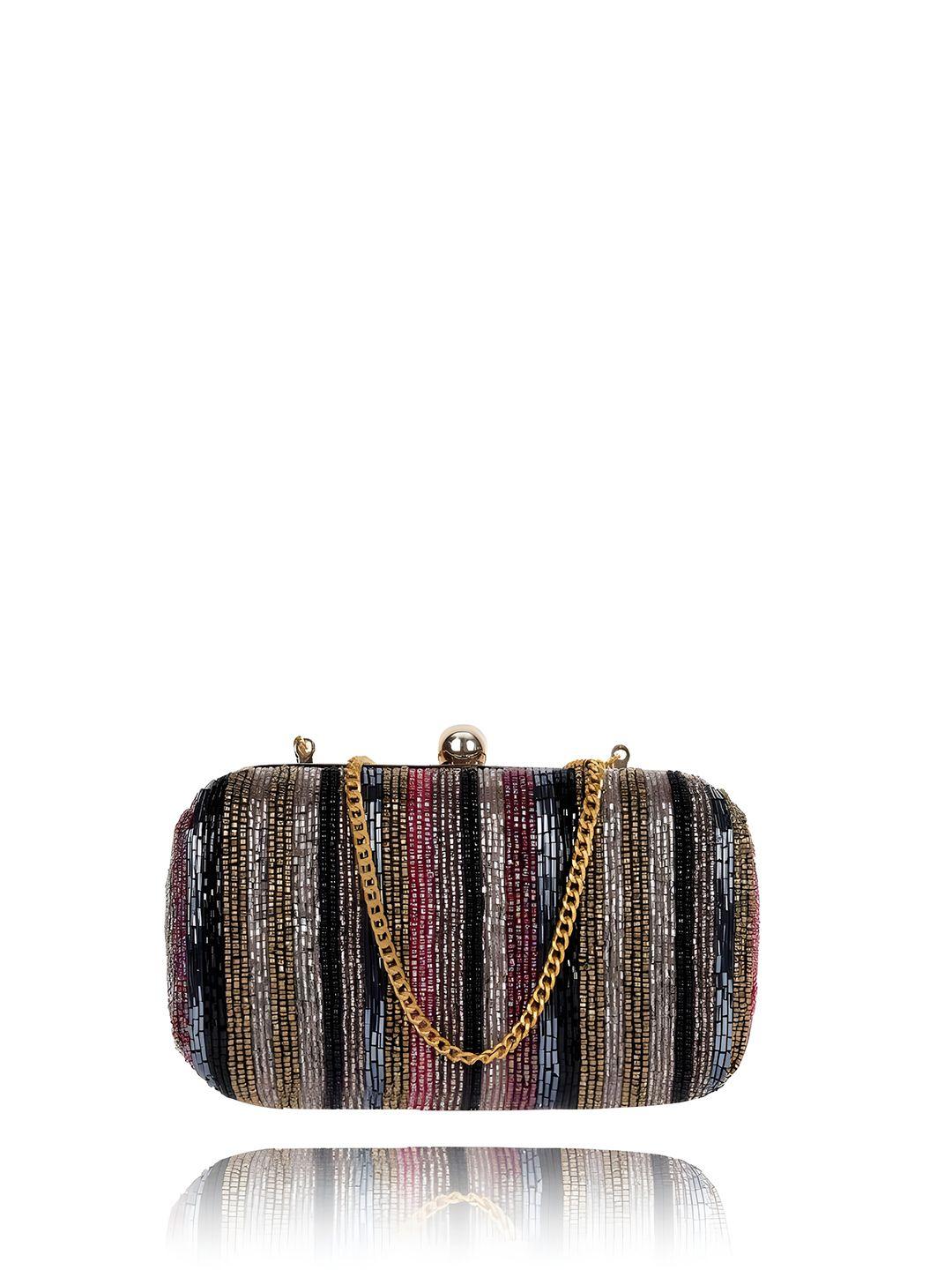 rezzy embroidered shoulder strap box clutch