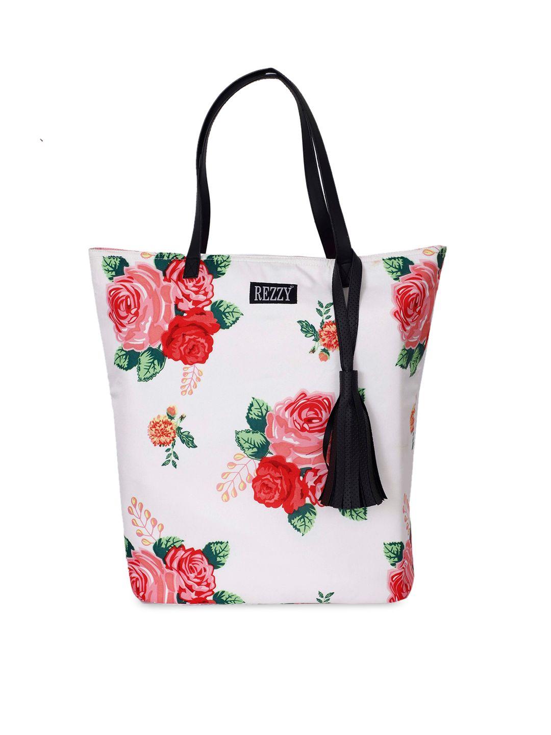 rezzy floral printed tasselled tote bag