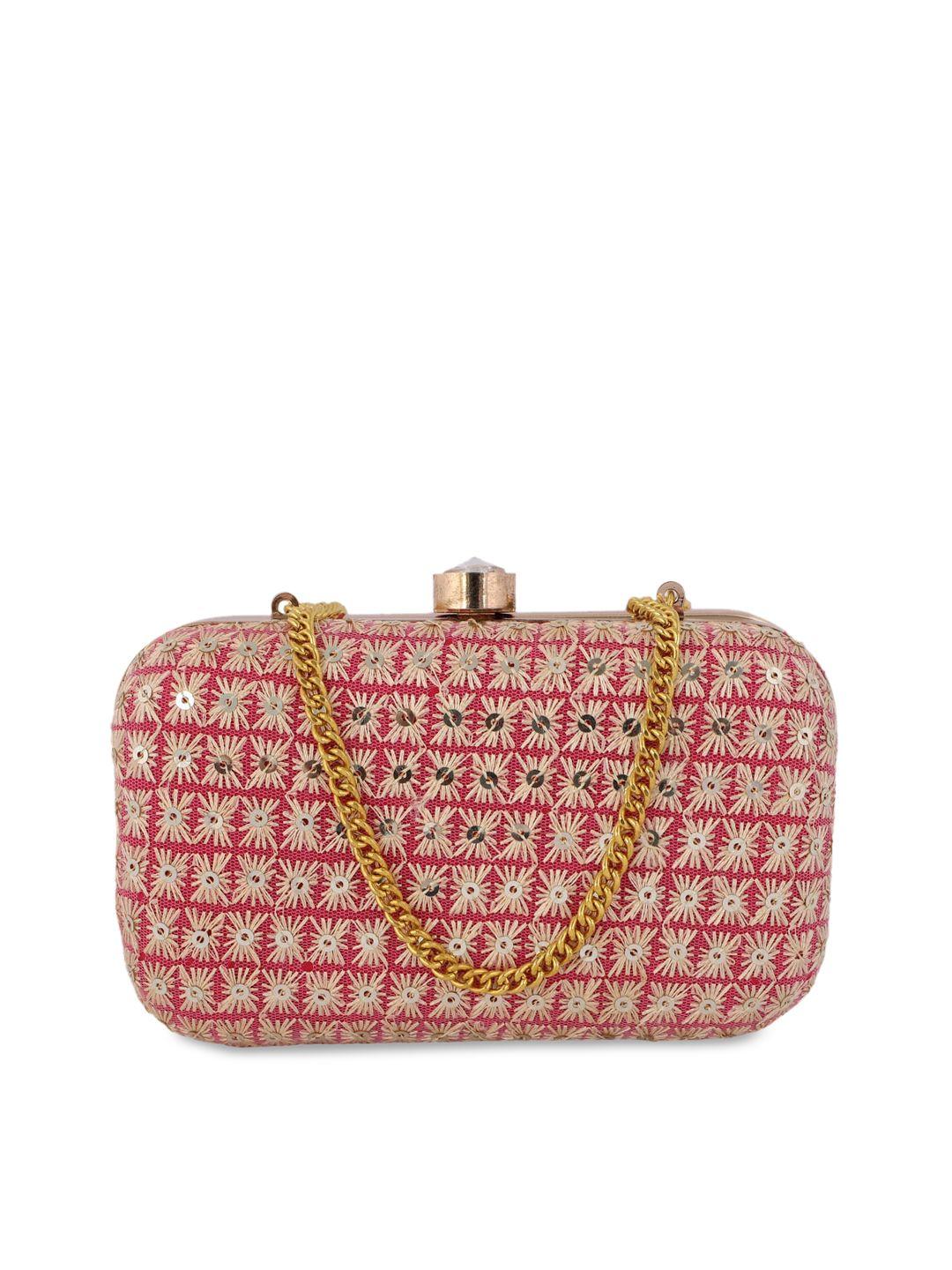 rezzy pink & red floral textured clutch