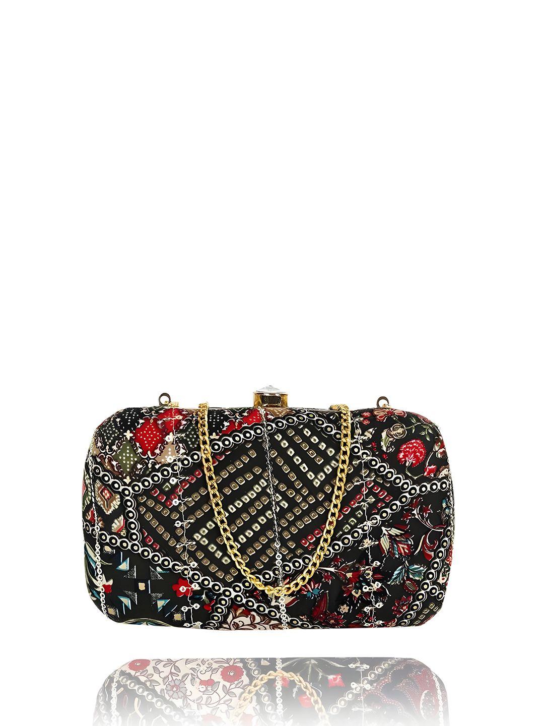 rezzy printed party box clutch with shoulder strap