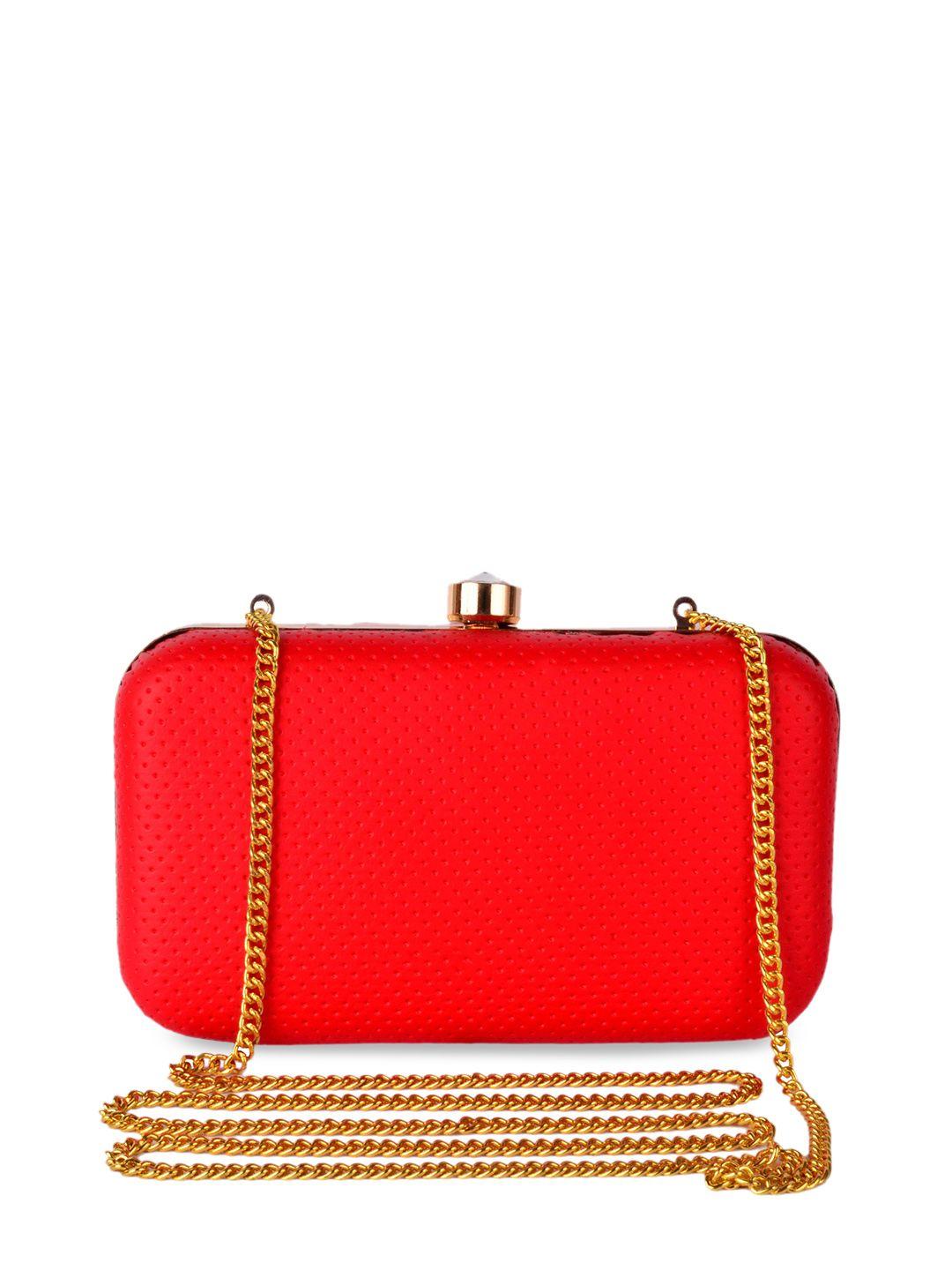 rezzy red solid box clutch