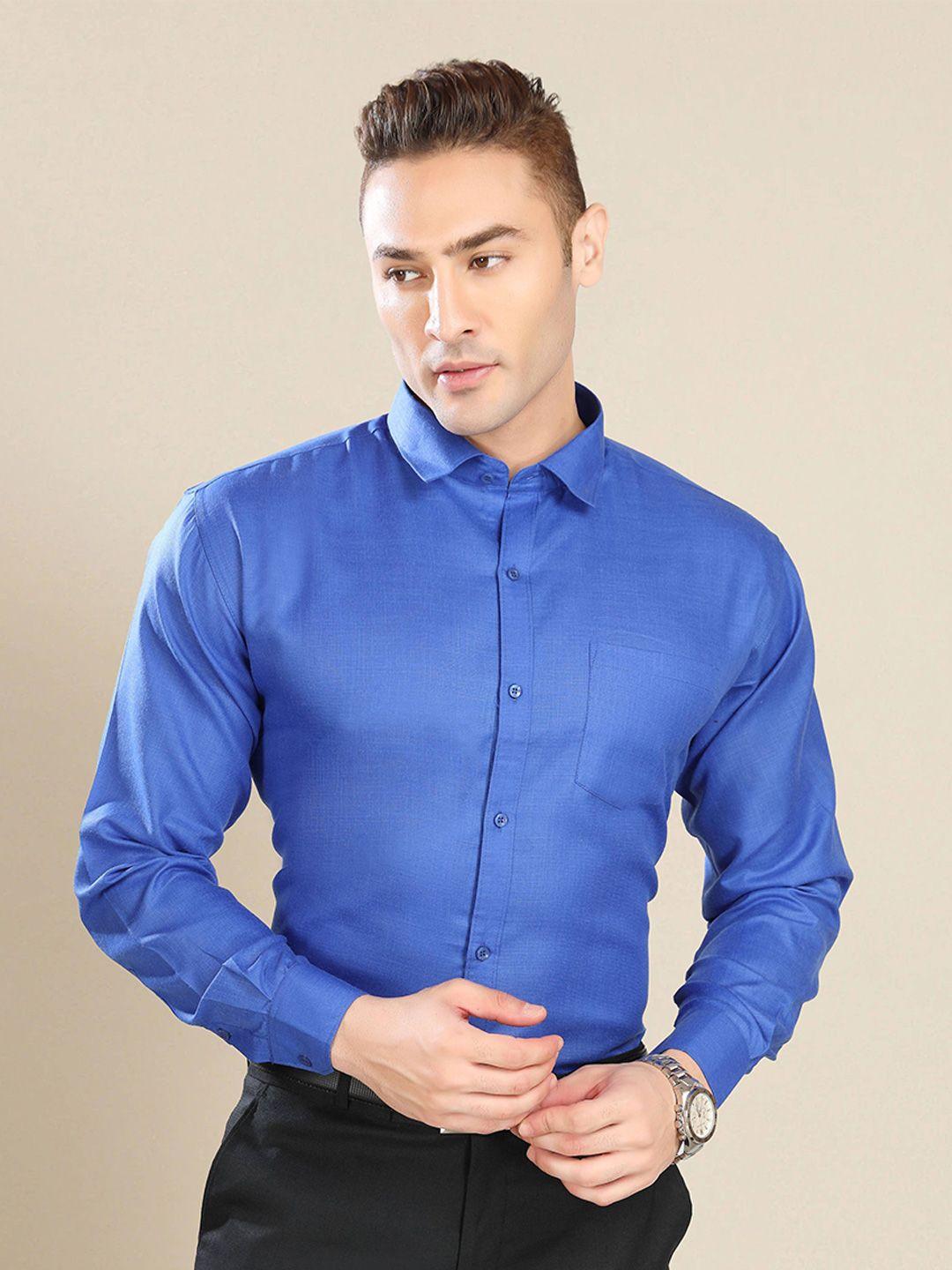 rg designers men blue slim fit formal shirt