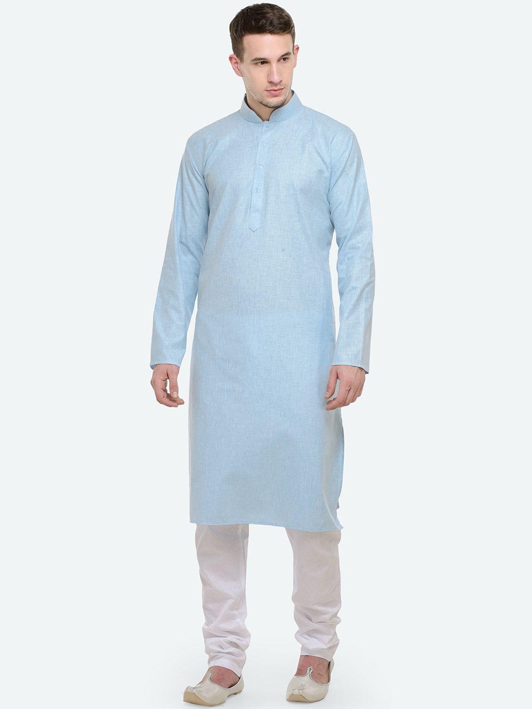 rg designers men blue solid regular kurta with pyjamas